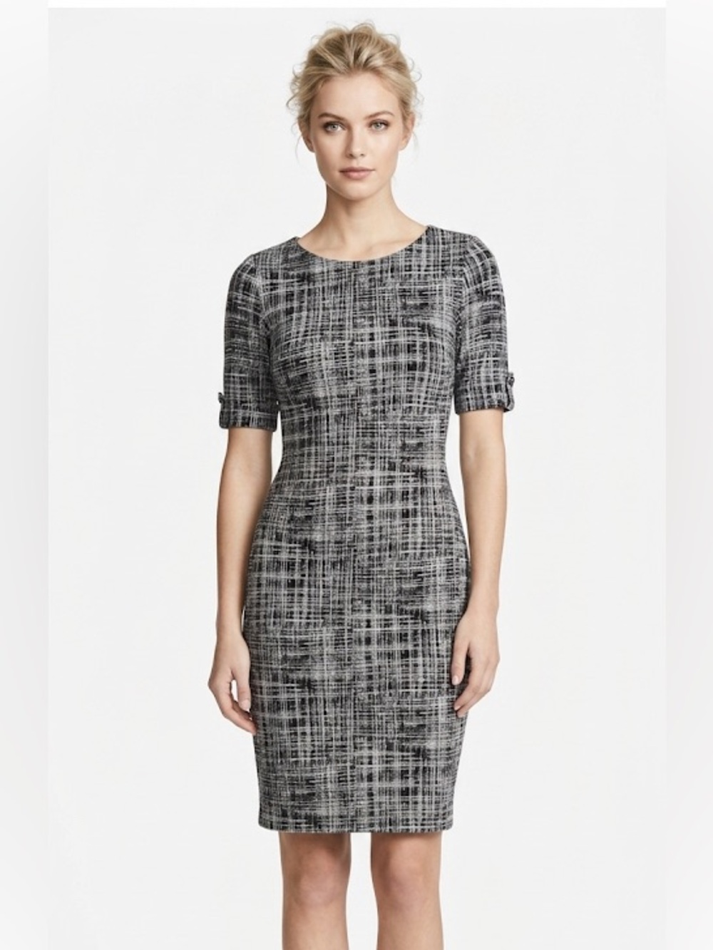 Sharagano black modern print shift dress size 4